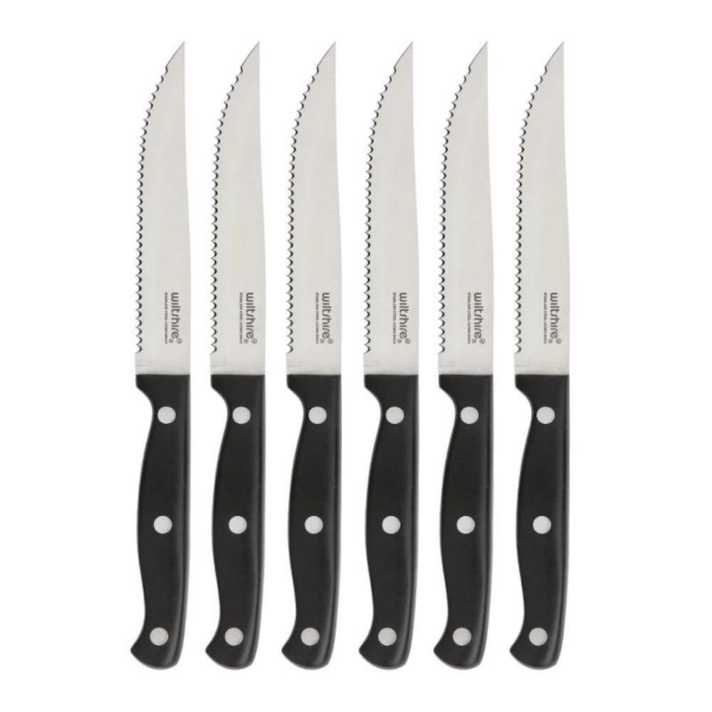 NEW WILTSHIRE 6 PIECE 6PC LASER EDGE STAINLESS STEEL STEAK KNIFE SET