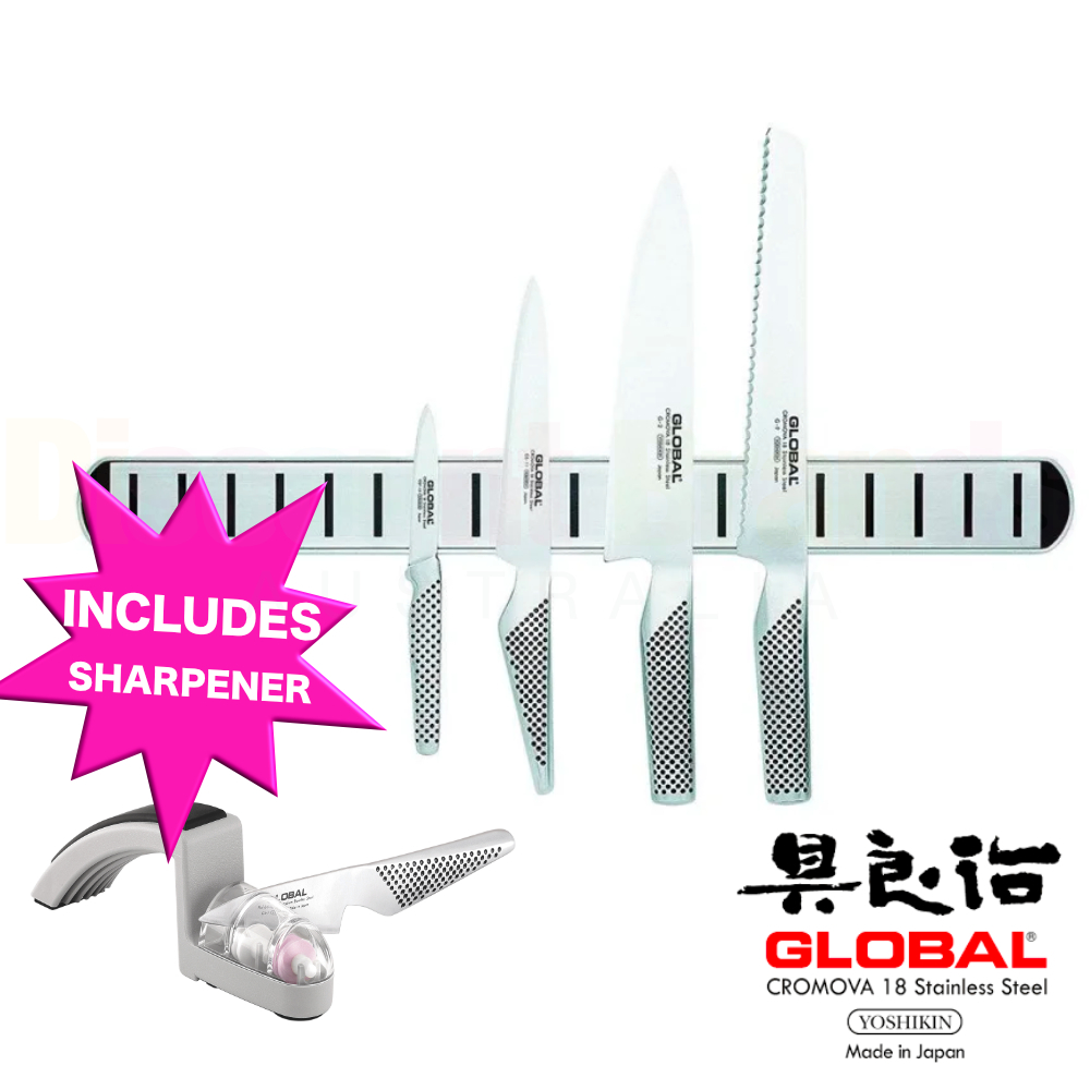 JAPANESE GLOBAL 4 Knife Set PLUS Rack **BNIB** AUS Stock