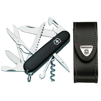 Victorinox Huntsman Black Swiss Army  Knife + Belt Leather Pouch