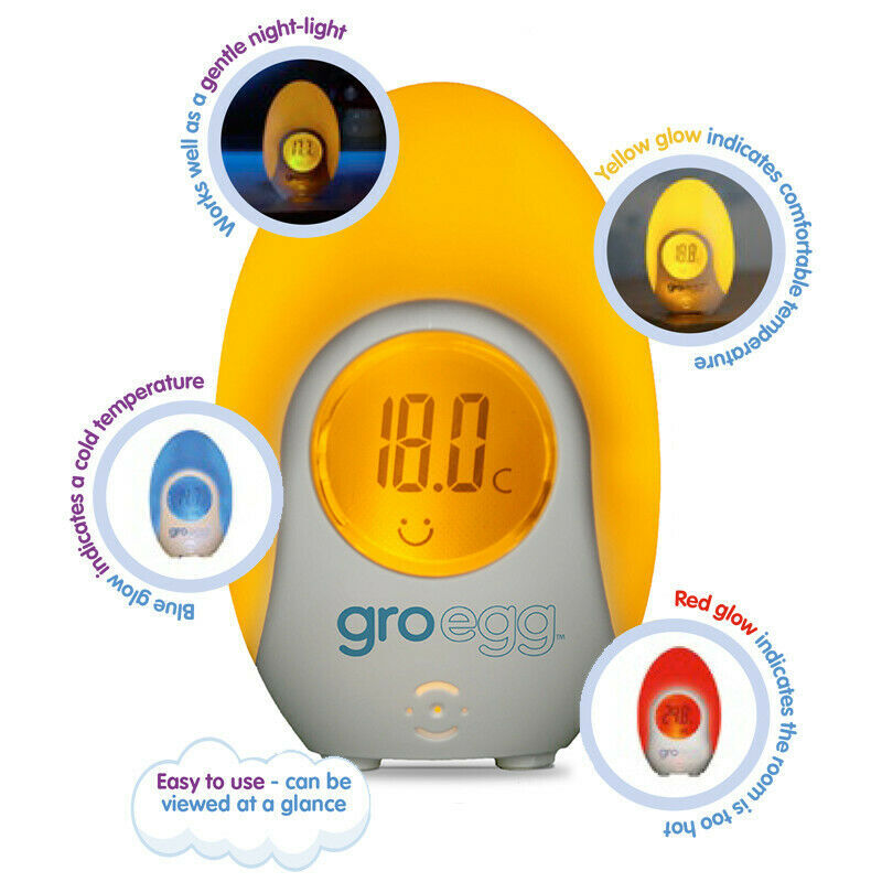 2 PACK GRO EGG BABY ROOM DIGITAL THERMOMETER + NIGHT LIGHT ROOM