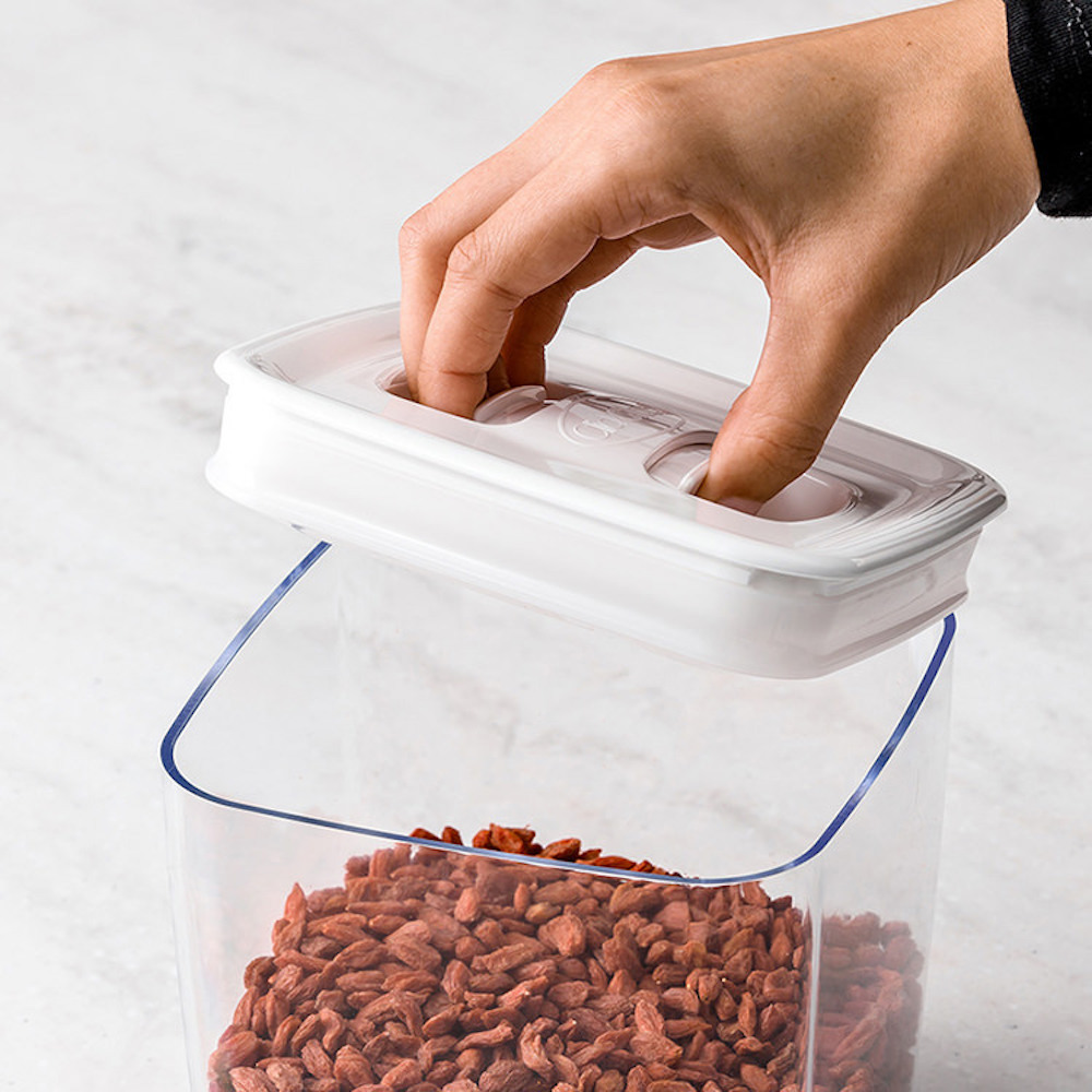4 X CLICKCLACK 1.9L PANTRY CUBE CONTAINER W/ LID WHITE 1900ML AIR TIGHT ...