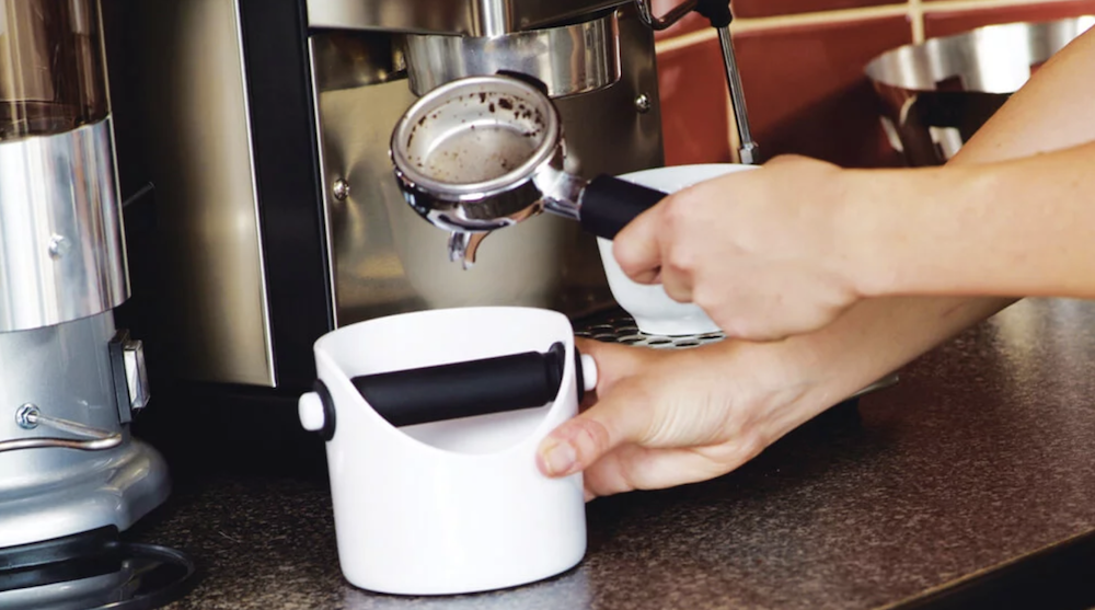 GREY GRINDENSTEIN COFFEE KNOCK BOX COFFEE GRINDS TAMPER BIN BRAND NEW