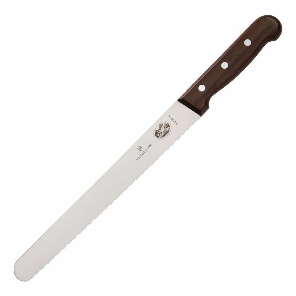 VICTORINOX SLICING CARVING KNIFE 25CM SERRATED ROSEWOOD BLADE 30MM 5.