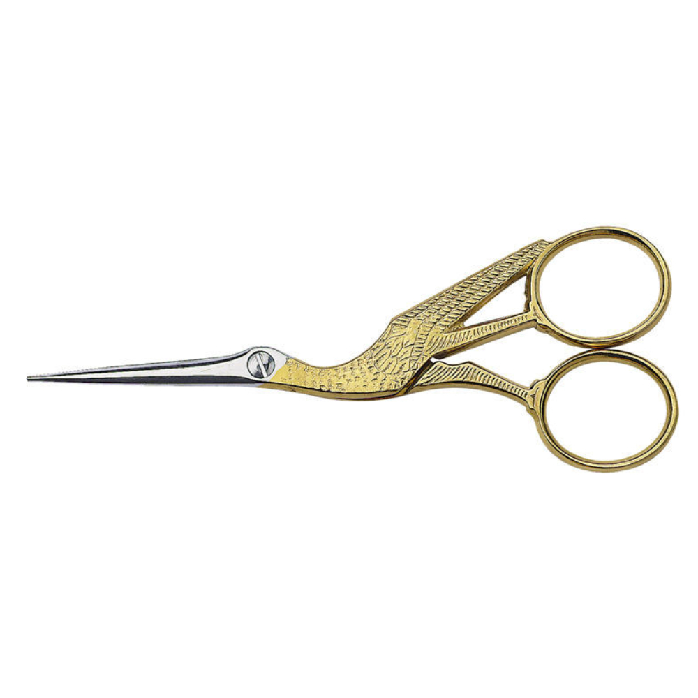 Embroidery scissors stork 9cm gold col.