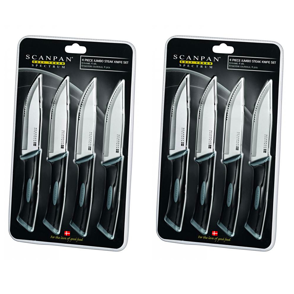 SCANPAN SPECTRUM JUMBO 8 PIECE STEAK KNIVES 8PC KNIFE STAINLESS BLACK