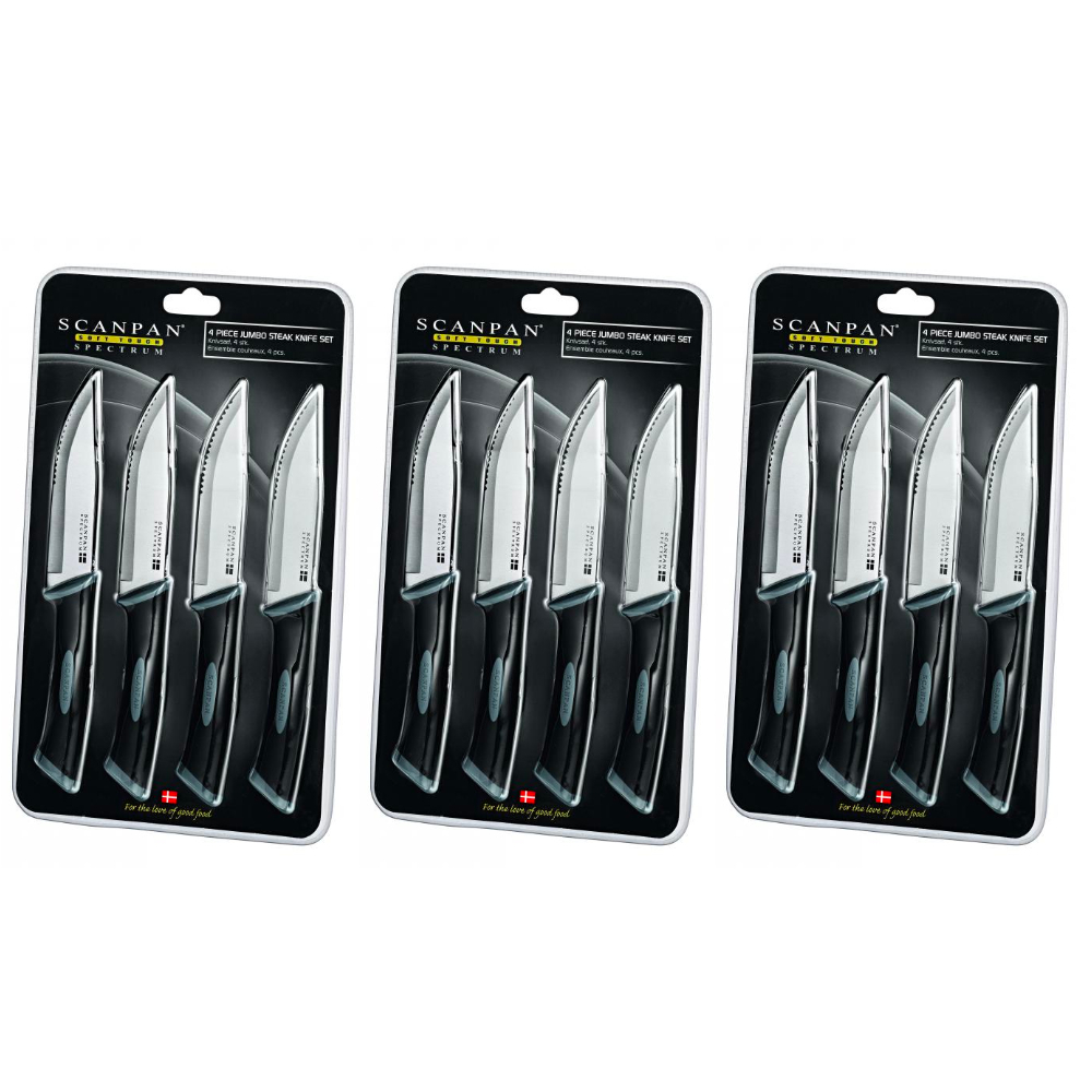 SCANPAN SPECTRUM JUMBO 12 PIECE STEAK KNIVES 12PC KNIFE STAINLESS BLACK