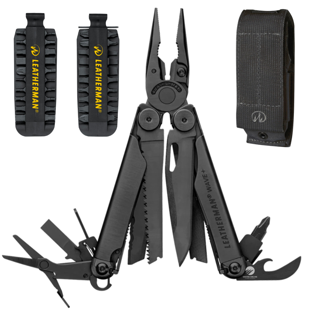 NEW LEATHERMAN WAVE BLACK PLUS + STAINLESS MULTITOOL + MOLLE SHEATH