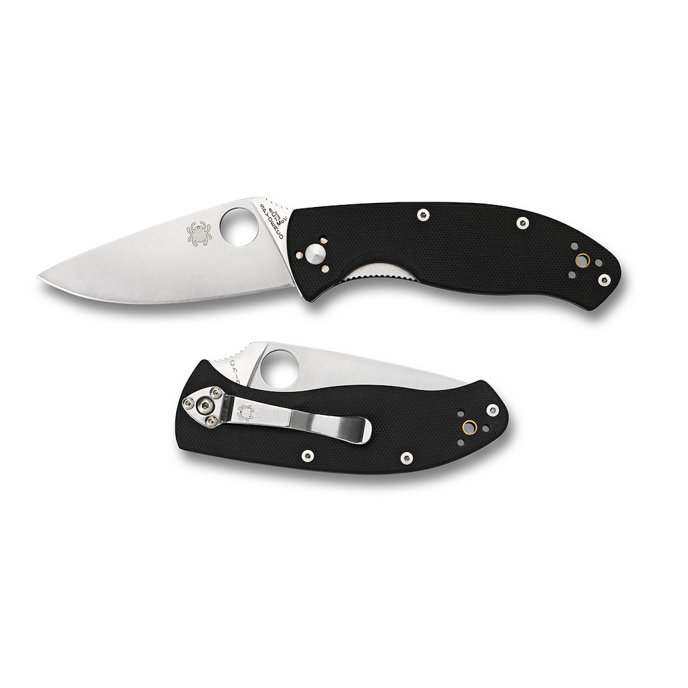 NEW SPYDERCO TENACIOUS G10 BLACK PLAIN BLADE FOLDING KNIFE C122GP