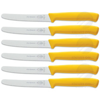 6 x F DICK FDICK MICRO SERRATED UTILITY STEAK TOMATO SAUSAGE KNIVES YELLOW