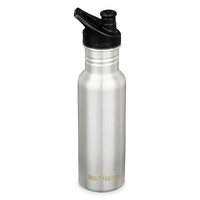 Klean Kanteen Classic 18oz / 532ml Camping Water Bottle Sport Cap - Brushed Stainless