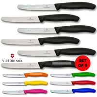 6 x VICTORINOX Steak Knives Knife Pistol Grip Round Tip COLOURFUL FREE SHIPPING