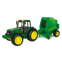 John Deere 1:16 Big Farm Tractor & Round Hay Baler Set 3y+