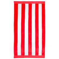 Bambury Classic Stripe Velour Beach Towel | Poppy 95 x 175cm