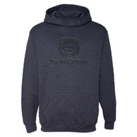 John Deere Men's Brushed Fleece Hoodie /Jumper Embossed Logo Navy Size XL
