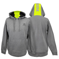 John Deere Men's Performance Hoodie /Jumper - Grey / Flouro Size 2XL