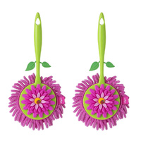 Vigar Flower Power Round Microfibre Duster Pink | Set of 2