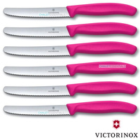 6 x VICTORINOX Steak Knives Knife Pistol Grip PINK Round Tip Swiss FREE SHIPPING