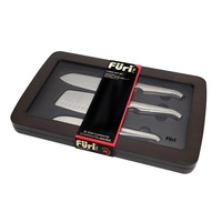 FURI PRO Acacia Asian 3pc Japanese Knife Gift Set 41383 Chopper Santoku Utility S/ Steel