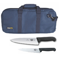 3PC PROFESSIONAL CHEF KNIFE SET BLUE BAG + VICTORINOX COOKS 15CM + 20CM KNIVES