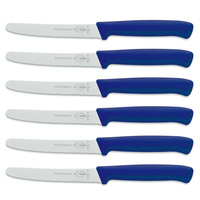 F DICK FDICK x 6 Micro Serrated Utility Steak Knives Knife Tomato BLUE 11cm