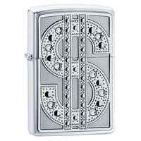 ZIPPO SWAROVSKI BLING EMBLEM HIGH POLISH CHROME LIGHTER GIFT BOX 92904