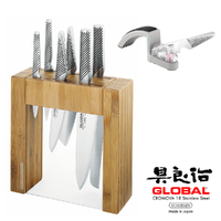 JAPANESE Knives GLOBAL IKASU PLUS Mino SHARPENER Knife Block Set **BNIB**