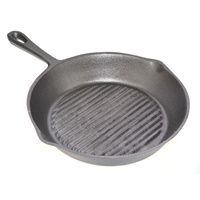 Cast Iron Ribbed Skillet Frying Pan W/ Handle 10cm - Grill Pan Griddle 