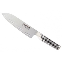 GLOBAL G-80 EX G48 SANTOKU FLUTED BLADE COOKS KNIFE 18CM CROMOVA STAINLESS STEEL MADE IN JAPAN
