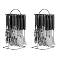 AVANTI 48 PIECE STAINLESS STEEL HANGING CUTLERY SET 48PC BLACK 2 x 24pc