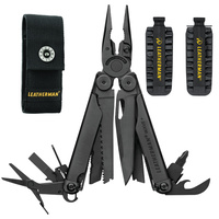 NEW LEATHERMAN WAVE BLACK PLUS + STAINLESS MULTITOOL + MOLLE SHEATH + 42 BIT KIT