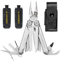 LEATHERMAN WAVE PLUS + STANDARD STAINLESS MULTITOOL + LEATHER SHEATH + 42 BIT KIT