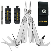 LEATHERMAN WAVE PLUS + STAINLESS MULTITOOL + NYLON SHEATH + BITKIT + BIT EXTENDER