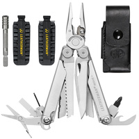 LEATHERMAN WAVE PLUS + STAINLESS MULTITOOL + LEATHER SHEATH + BITKIT + BIT EXTENDER