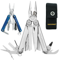 NEW LEATHERMAN WAVE PLUS + STAINLESS MULTITOOL + SHEATH + SQUIRT PS4 BLUE
