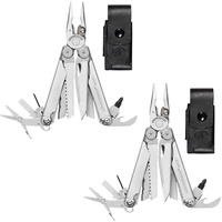 LEATHERMAN 2 X WAVE + PLUS STANDARD STAINLESS STEEL MULTITOOL + LEATHER SHEATH