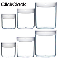 6pc CLICKCLACK Pantry Small Round Set Air Tight Containers 6 Piece .6/1.6/3.2 Litre White