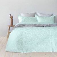 Bambury Queen / King Botanica Embossed Coverlet Set | Glacier