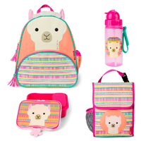 Skip Hop Zoo Backpack + Lunch Bag + Lunch Box + Drink Bottle 4pc Set - Llama