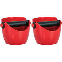 2 x Avanti Coffee Knock Box Espresso Grinds Waste Tamper Bin - Red