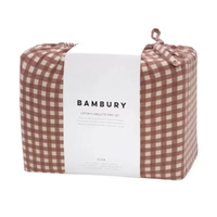 Bambury Gingham Clove Cotton Flannelette Sheet Set | Queen Bed