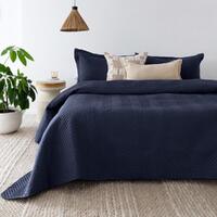 Bambury Herringbone Embossed Coverlet Set Navy | Queen / King