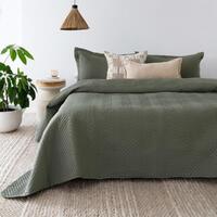 Bambury Herringbone Embossed Coverlet Set Moss | Queen / King