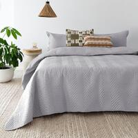 Bambury Herringbone Embossed Coverlet Set Silver | Single / Double