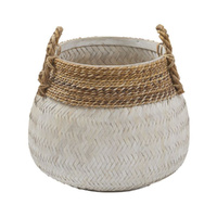 Amalfi Bambu Woven Basket White Wash & Natural 47x47cm