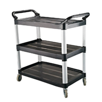 Caterrax Utility Trolley Black Plastic 3 Shelves 845 x 430 x 950mm