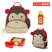 MONKEY SKIP HOP ZOO BACKPACK + INSULATED LUNCHIE + LUNCH BOX + DRINK BOTTLE SET