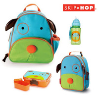 DOG SKIP HOP ZOO BACKPACK BAG + INSULATED LUNCHIE + LUNCH BOX + DRINK BOTTLE SET