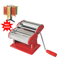 AVANTI STAINLESS RED PASTA MAKING MACHINE ADJUSTABLE 150MM 12300 + DRYING RACK