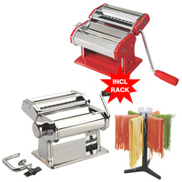 NEW AVANTI S/S PASTA MAKING MACHINE ADJUSTABLE 150MM + DRYING RACK SELECT COLOUR