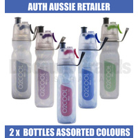 2 x O2Cool Mist 'N Sip 18oz 530ml Arctic Squeeze Water Drink Bottle Assorted Colours 02COOL O2COOL